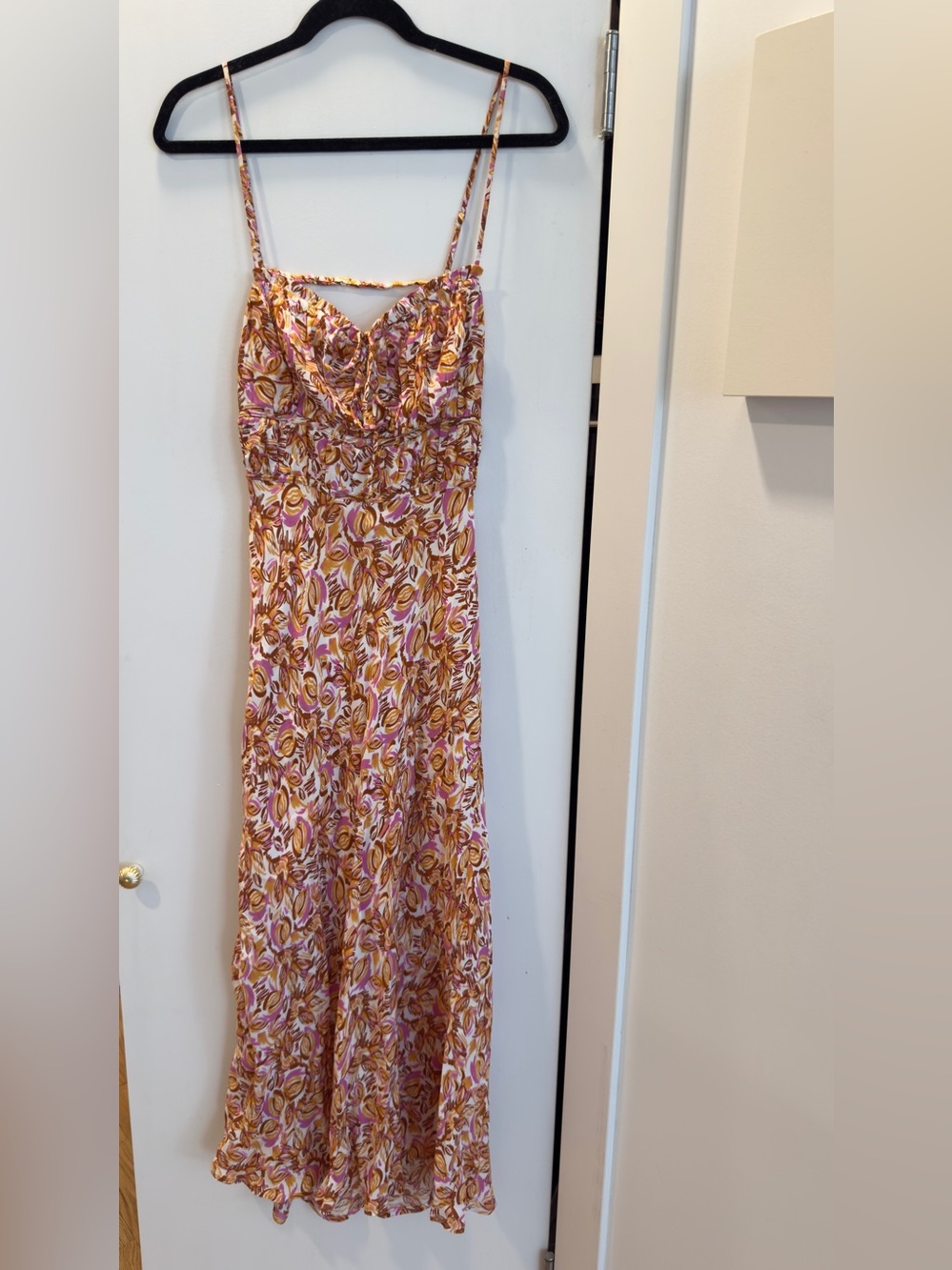 Women’s ASTR Printed Maxi Dress with Spaghetti Straps in Pink & Gold